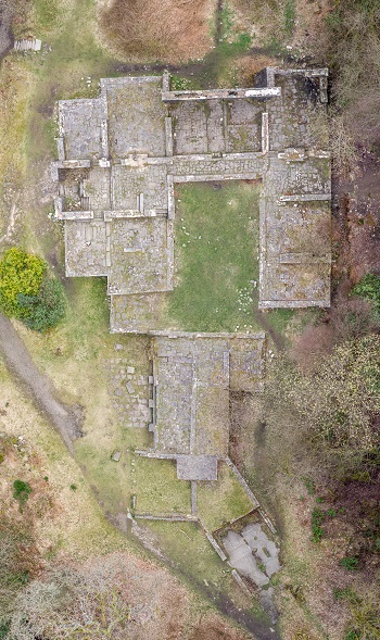 View from above of Errwood Hall ruins