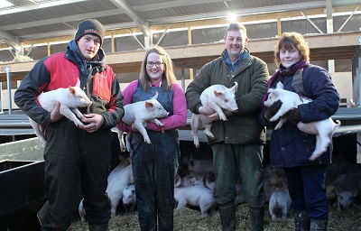 The Belfield family with their livestock